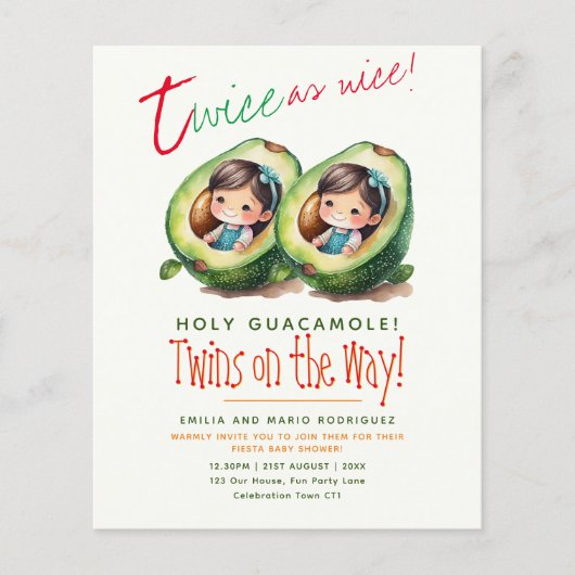 かわいいフィエスタアボカドツイン女子ベビーシャワー予算 (正面)