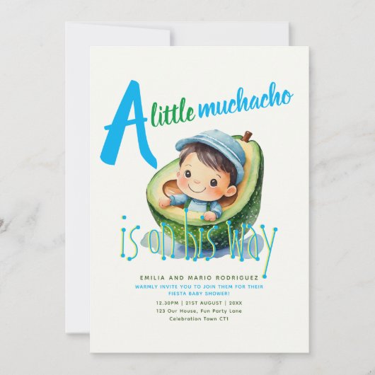 かわいいフィエスタボーイ赤ちゃんシャワーMuchacho 5x7クォリティ 招待状 (正面)