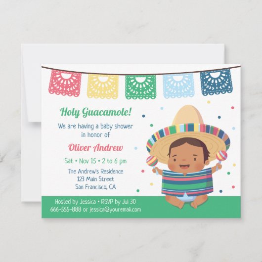 かわいいフィエスタメキシカンベイビーシャワー 招待状 (正面)