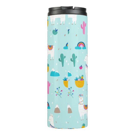 かわいいフィエスタラマスとレインボウパーソナライズされた タンブラー (裏面)