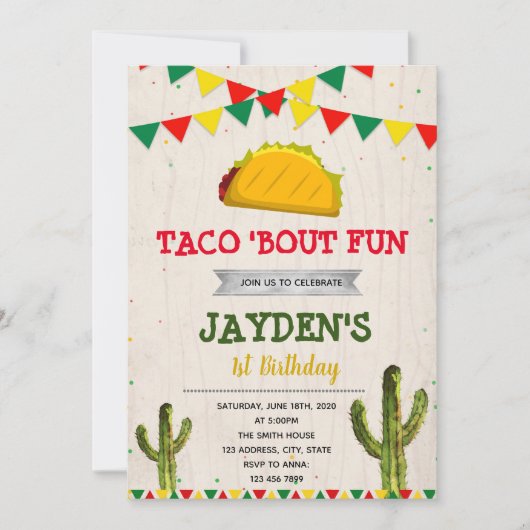 かわいいフィエスタ誕生日パーティーの招待 招待状 (正面)