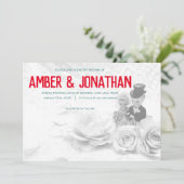 かわいいフィギュアとレース結婚式招待状 招待状 (スタンド正面)