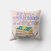 かわいいフィクションの本の読者のユーモアの積み重ね クッション (裏面)