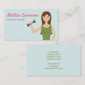 かわいいフィットネスガールイラストレーションパーソナルトレーナー 名刺 (正面/裏面)