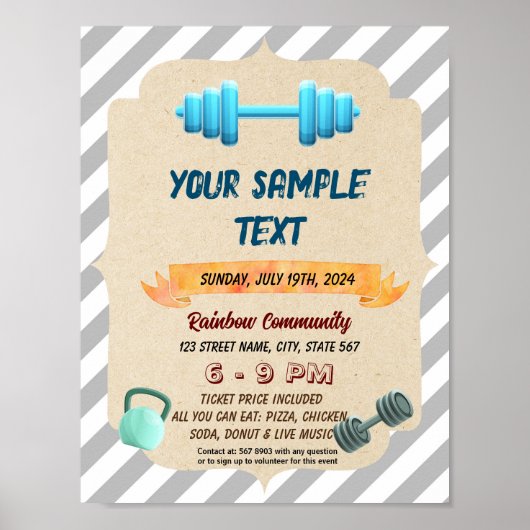 かわいいフィットネステーマチラシ ポスター (正面)