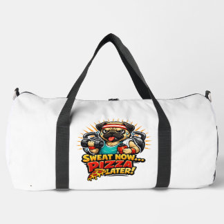 かわいいフィットネス犬Tシャツ - ジム＆ピザ好きのための ダッフルバッグ