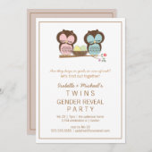 かわいいフイルズツインベビージェンダーリビールパーティの招待状 招待状 (正面/裏面)