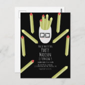 かわいいフイルズレストランバースデーパーティーの招待 ポストカード (正面/裏面)