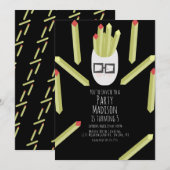 かわいいフイルズレストランバースデーパーティーの招待 招待状 (正面/裏面)