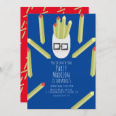 かわいいフイルズレストランバースデーパーティーの招待 招待状 (正面/裏面)