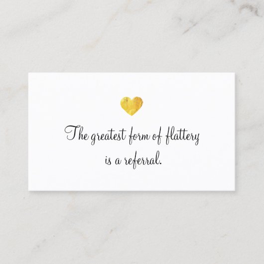 かわいいフェイクゴールドフォイルハート顧客紹介カード 紹介カード (正面)
