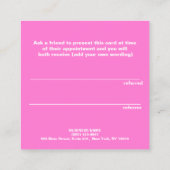 かわいいフェイクシルバーシークインピンク美しいサロン紹介 紹介カード (裏面)