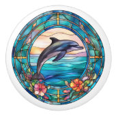 かわいいフェイクステンドグラス セラミックノブ (正面)