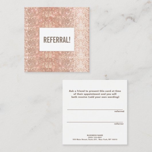 かわいいフェイクバラ金ゴールドシーケンス美しいサロン紹介 紹介カード (正面/裏面)