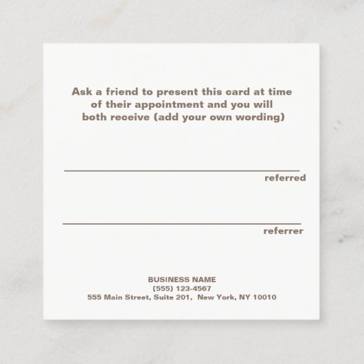 かわいいフェイクバラ金ゴールドシーケンス美しいサロン紹介 紹介カード (裏面)