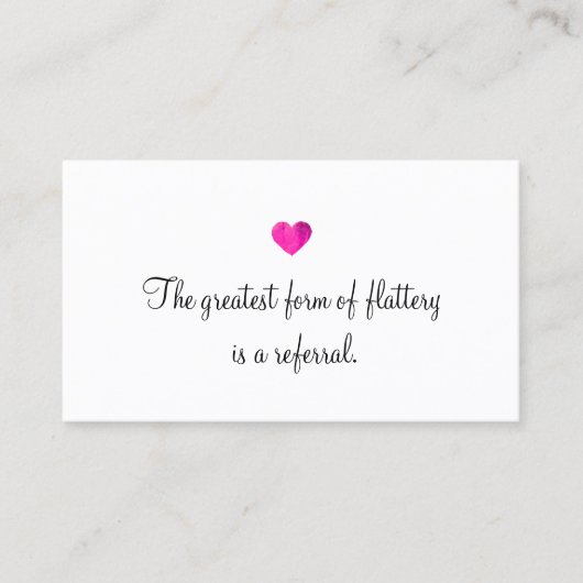 かわいいフェイクピンクフォイルハート顧客紹介カード 紹介カード (正面)