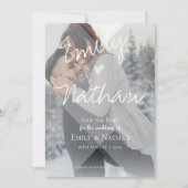 かわいいフェイクVellumエフェクトハート2フォト結婚ズ セーブザデート (正面)