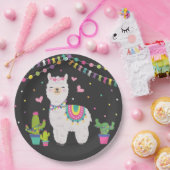 かわいいフェスタのラマの女の赤ちゃんの誕生会の装飾 ペーパープレート (パーティー)