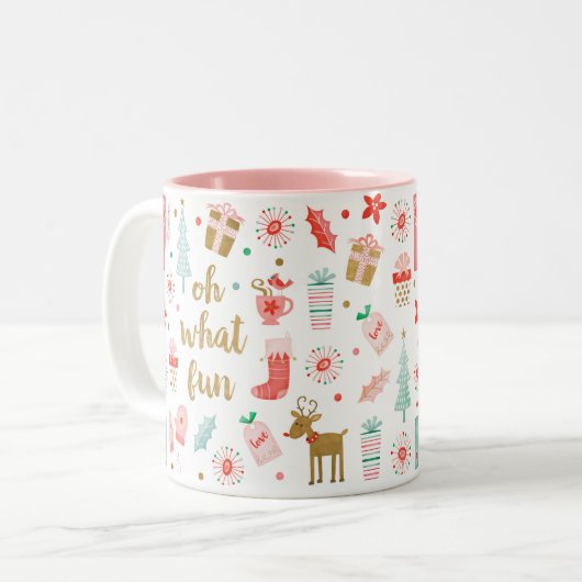 かわいいフェスティバルああ何おもしろいクリスマスマグ ツートーンマグカップ (正面左)
