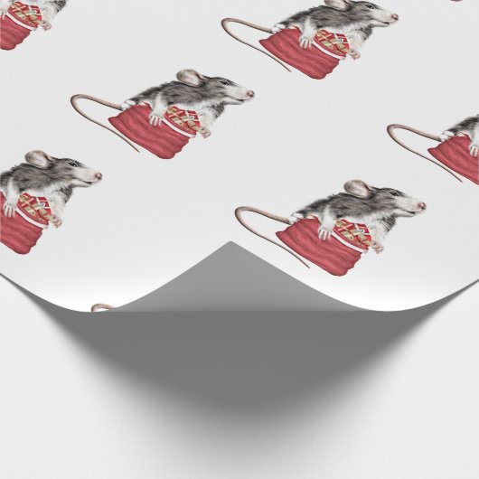 かわいいフェスティバルのクリスマスネズミ ラッピングペーパー (角)