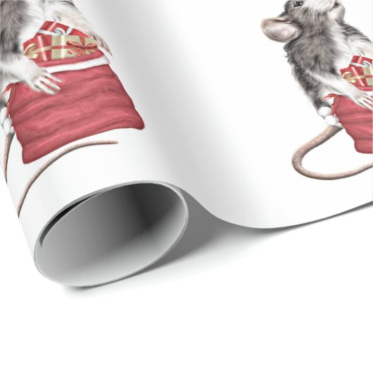 かわいいフェスティバルのクリスマスネズミ ラッピングペーパー (ロールコーナー)