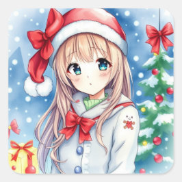 かわいいフェスティバルアニメガールクリスマス スクエアシール