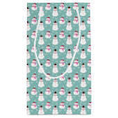 かわいいフェスティバルウィンターピンク霜の降りた雪だるま スモールペーパーバッグ (裏面)