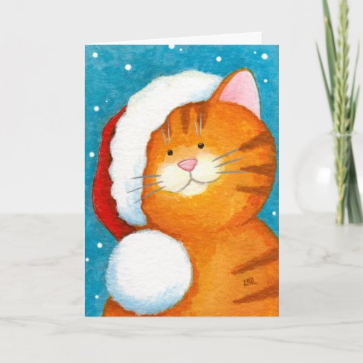 かわいいフェスティバルオレンジタビーキャットクリスマスカード シーズンカード (正面)