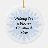 かわいいフェスティバルカウカードクリスマスパーソナライズされた セラミックオーナメント (裏面)