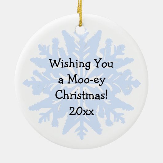 かわいいフェスティバルカウカードクリスマスパーソナライズされた セラミックオーナメント (裏面)