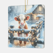 かわいいフェスティバルカウクリスマスパーソナライズされた セラミックオーナメント (左)