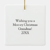 かわいいフェスティバルカウクリスマスパーソナライズされた セラミックオーナメント (裏面)