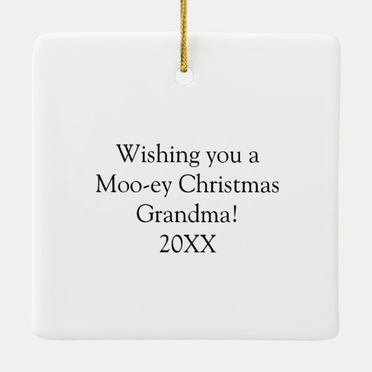 かわいいフェスティバルカウクリスマスパーソナライズされた セラミックオーナメント (裏面)