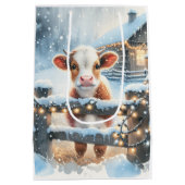 かわいいフェスティバルカウクリスマス ミディアムペーパーバッグ (裏面)