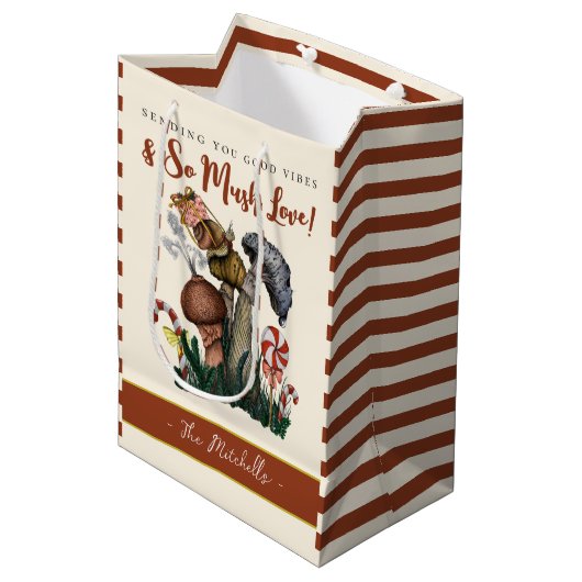 かわいいフェスティバルカタツムリメリー魔法マッシュルームクリスマス ミディアムペーパーバッグ (正面アングル)