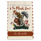 かわいいフェスティバルカタツムリメリー魔法マッシュルームクリスマス ミディアムペーパーバッグ (正面)