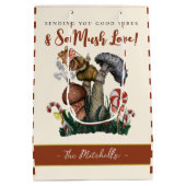 かわいいフェスティバルカタツムリメリー魔法マッシュルームクリスマス ミディアムペーパーバッグ (裏面)