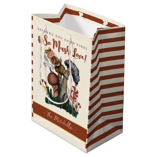 かわいいフェスティバルカタツムリメリー魔法マッシュルームクリスマス ミディアムペーパーバッグ (裏面アングル)