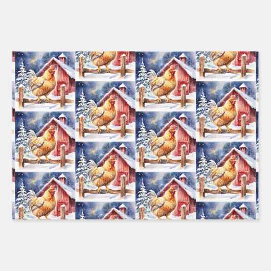 かわいいフェスティバルカントリーチキンクリスマス ラッピングペーパーシート (正面2)