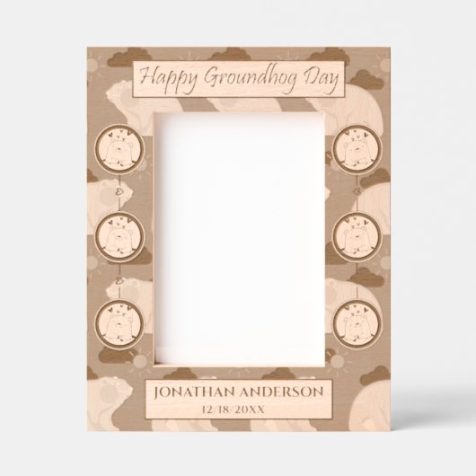 かわいいフェスティバルキッズ名前をカスタムする誕生グラウンドホッグデイ レーザー彫刻フレーム (正面)