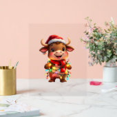 かわいいフェスティバルクリスマスカウホリデーライトキッド アクリルサイン (ウェディング)