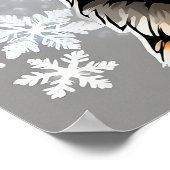 かわいいフェスティバルクリスマスドイツの羊飼い犬の雪 ポスター (角)