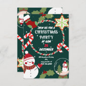 かわいいフェスティバルクリスマスパーティの招待状 エンクロージャーカード (正面/裏面)