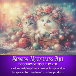 かわいいフェスティバルクリスマス子猫デクページ 薄葉紙