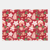 かわいいフェスティバルジンジャーブレッドクッキークリスマス ラッピングペーパーシート (正面3)