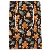 かわいいフェスティバルジンジャーブレッドクリスマス ミディアムペーパーバッグ (正面)