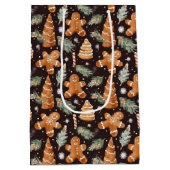 かわいいフェスティバルジンジャーブレッドクリスマス ミディアムペーパーバッグ (裏面)