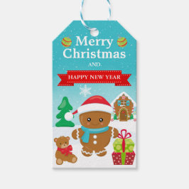 かわいいフェスティバルジンジャーブレッドマンクリスマス ギフトタグ