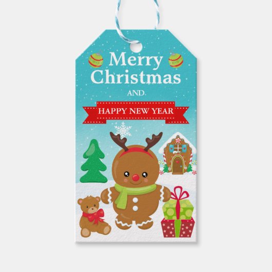 かわいいフェスティバルジンジャーブレッドマンクリスマス ギフトタグ (正面)