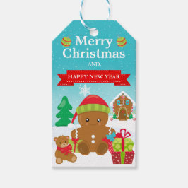 かわいいフェスティバルジンジャーブレッドマンクリスマス ギフトタグ